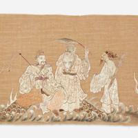 An embroidered panel depicting the eight Daoist Immortals with dragon