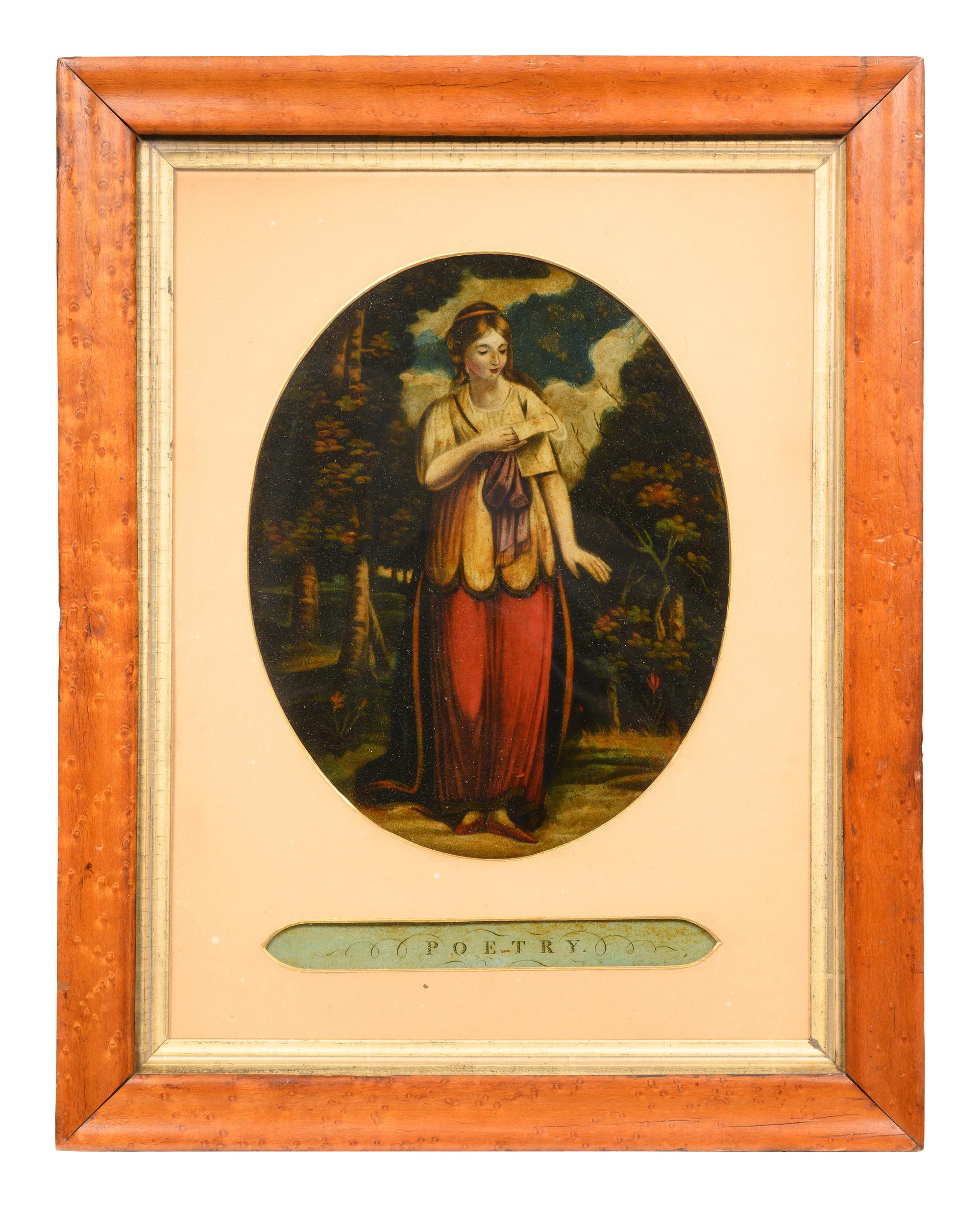 An English Allegorical Mezzotint on Glass ( 19th Century)
