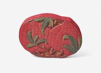 A Chinese Polychromed Cinnabar Lacquer 'Peaches' Covered Box