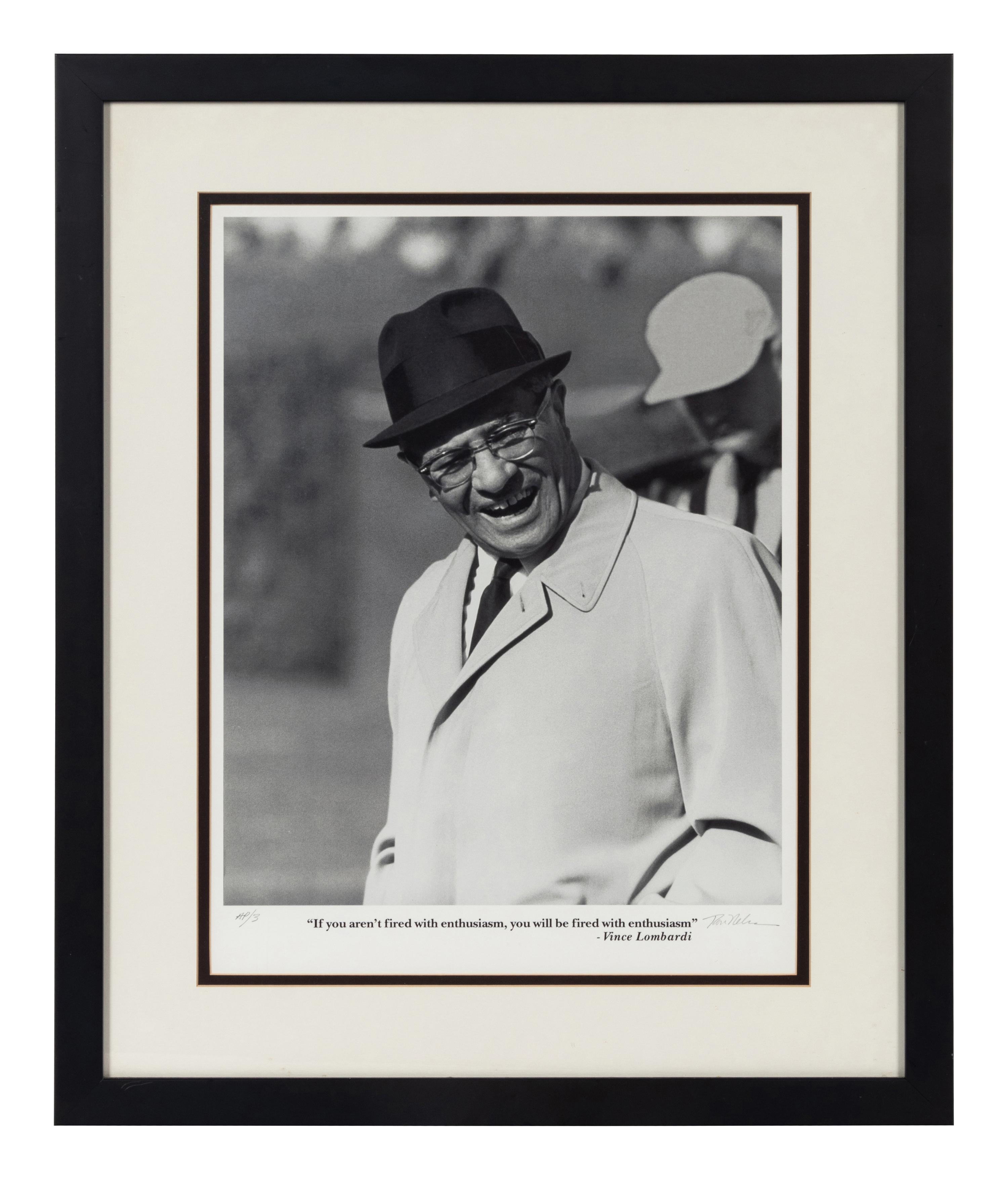 A Group of Two Photographs of Vince Lombardi Formerly Displayed at Mike Ditka’s Restaurant