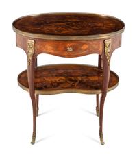 A Louis XV Style Gilt Bronze Mounted Marquetry Side Table