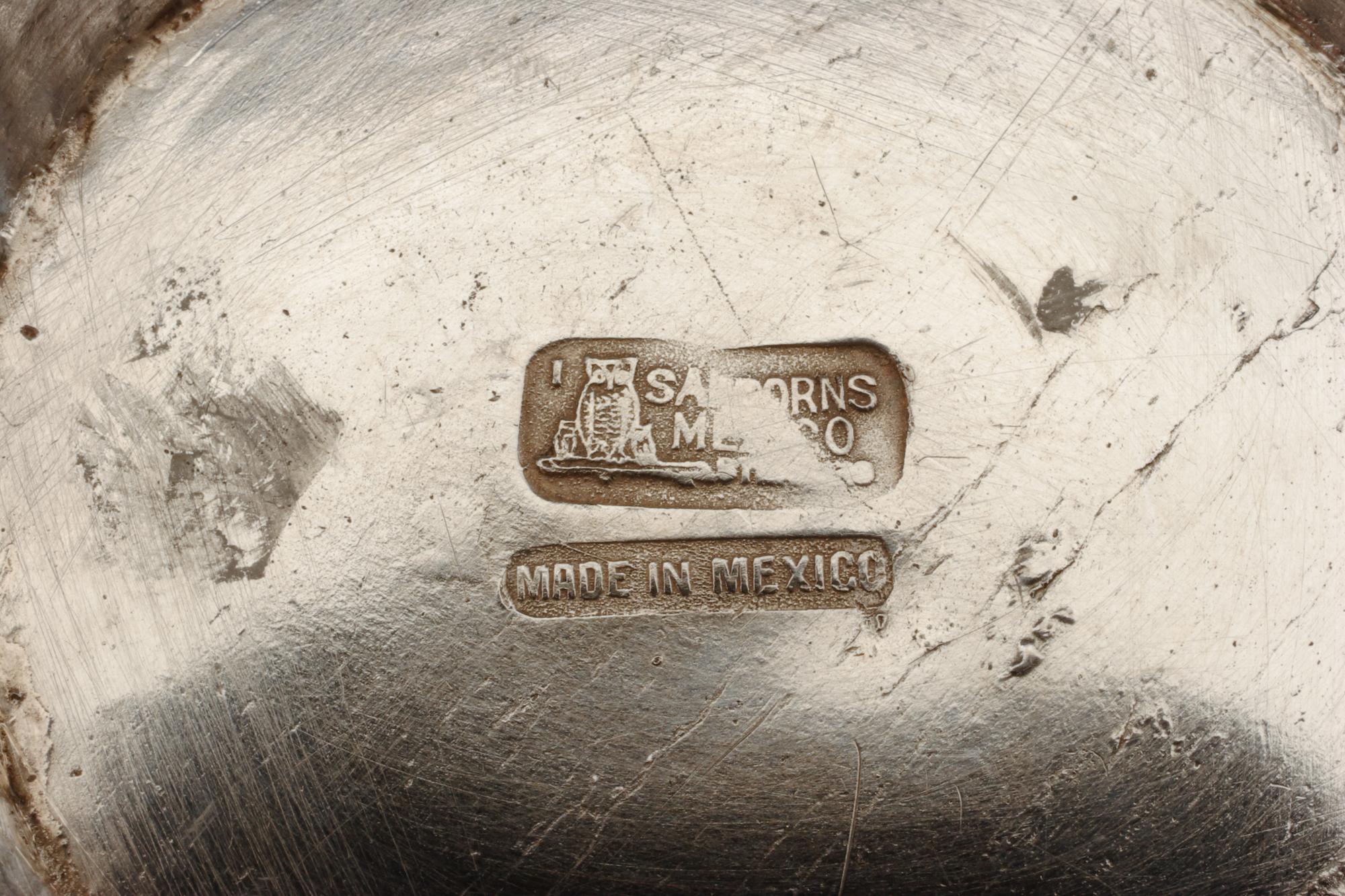 A Mexican Silver Seven-Piece Tea and Coffee Service, Sanborns, Mexico City, 20th Century, comprising a water kettle-on-stand, coffee po