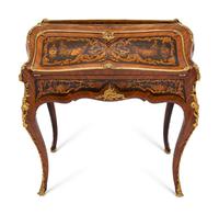 A Napoleon III Gilt Bronze Mounted Marquetry Bureau en Pente