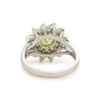 FANCY GREEN-YELLOW DIAMOND, TSAVORITE GARNET AND DIAMOND RING