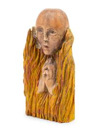 A Continental Painted Wood "Tortured Soul" Figure