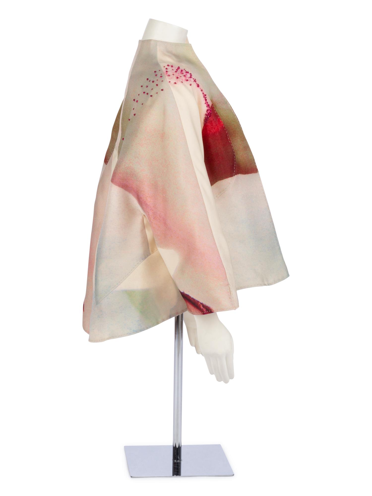 Chado Ralph Rucci Printed White Silk Jacket, 1990-2000s