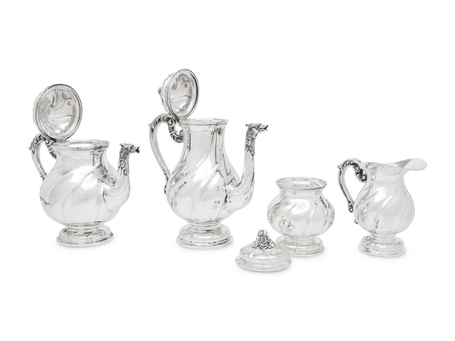 An Italian Silver Five-Piece Tea and Coffee Service