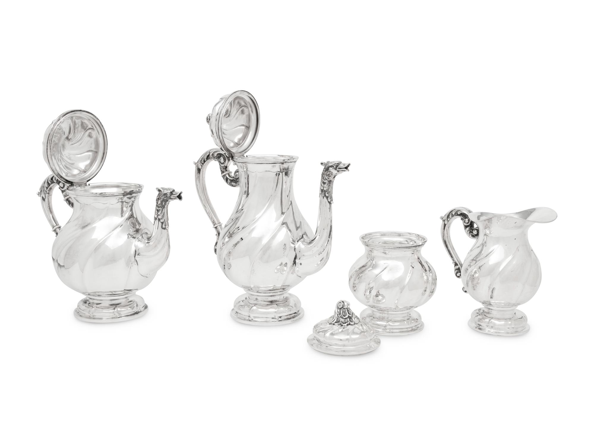 An Italian Silver Five-Piece Tea and Coffee Service