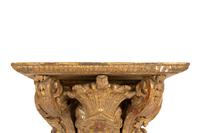 A Pair of Tin-Glazed Earthenware Wall Brackets, and Two Giltwood Wall Brackets