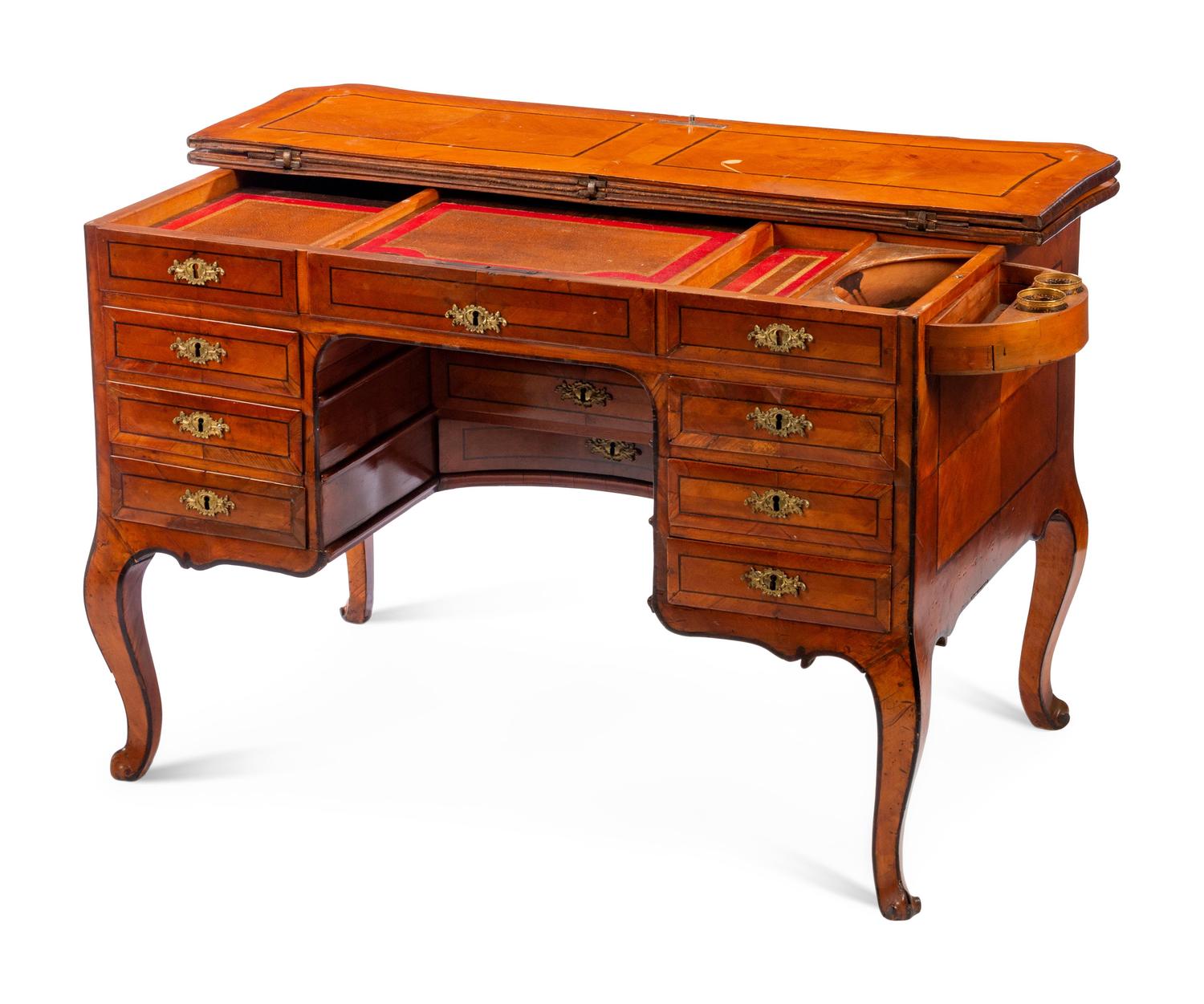 A Louis XV Style Inlaid Walnut Desk
