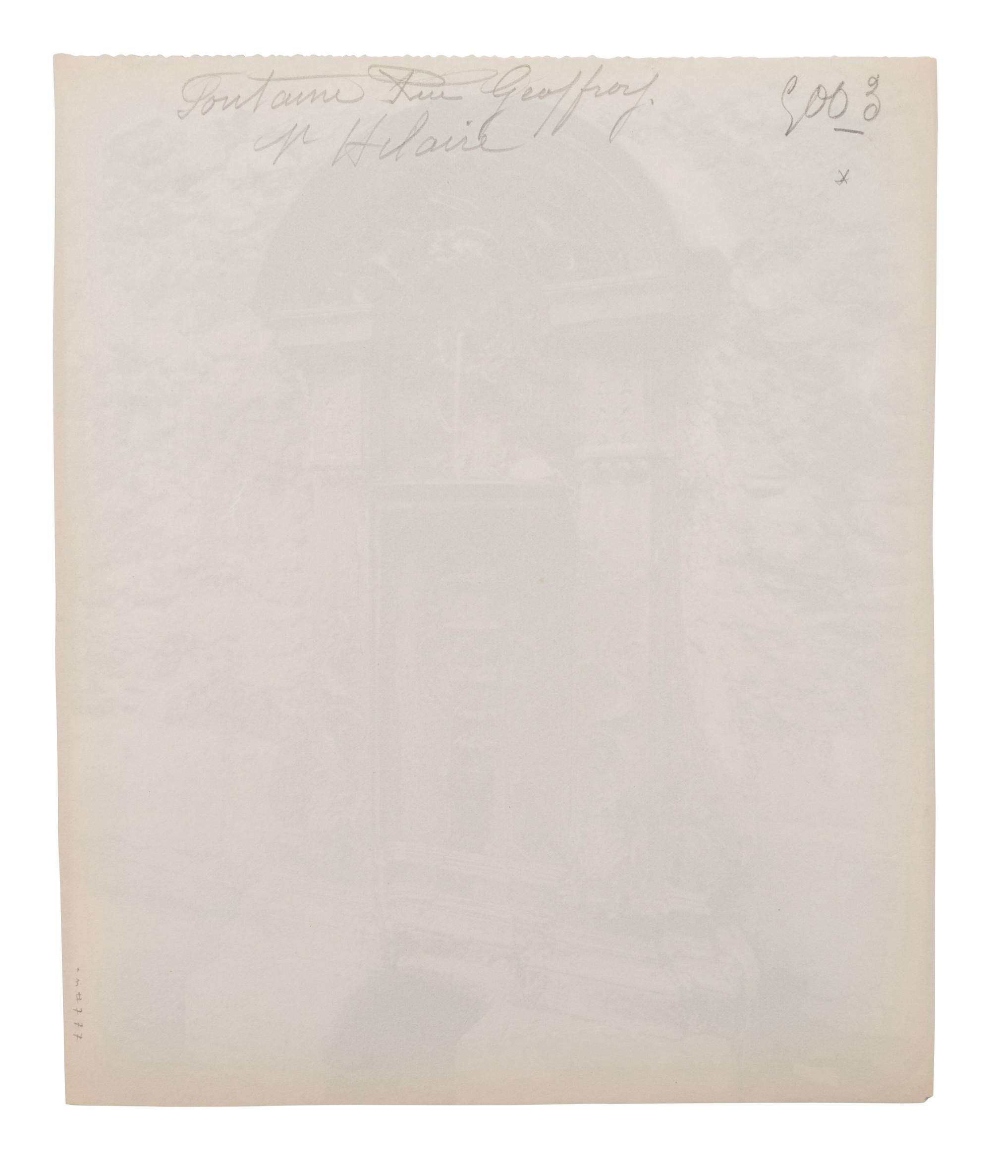 A pair of photographs depicting fountains ( Fontaine, rue Geoffrey Saint-Hilaire , 1905; Fontaine, faubourg Saint-Martin , 1912)
