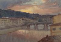 Bridge over River at Sunset