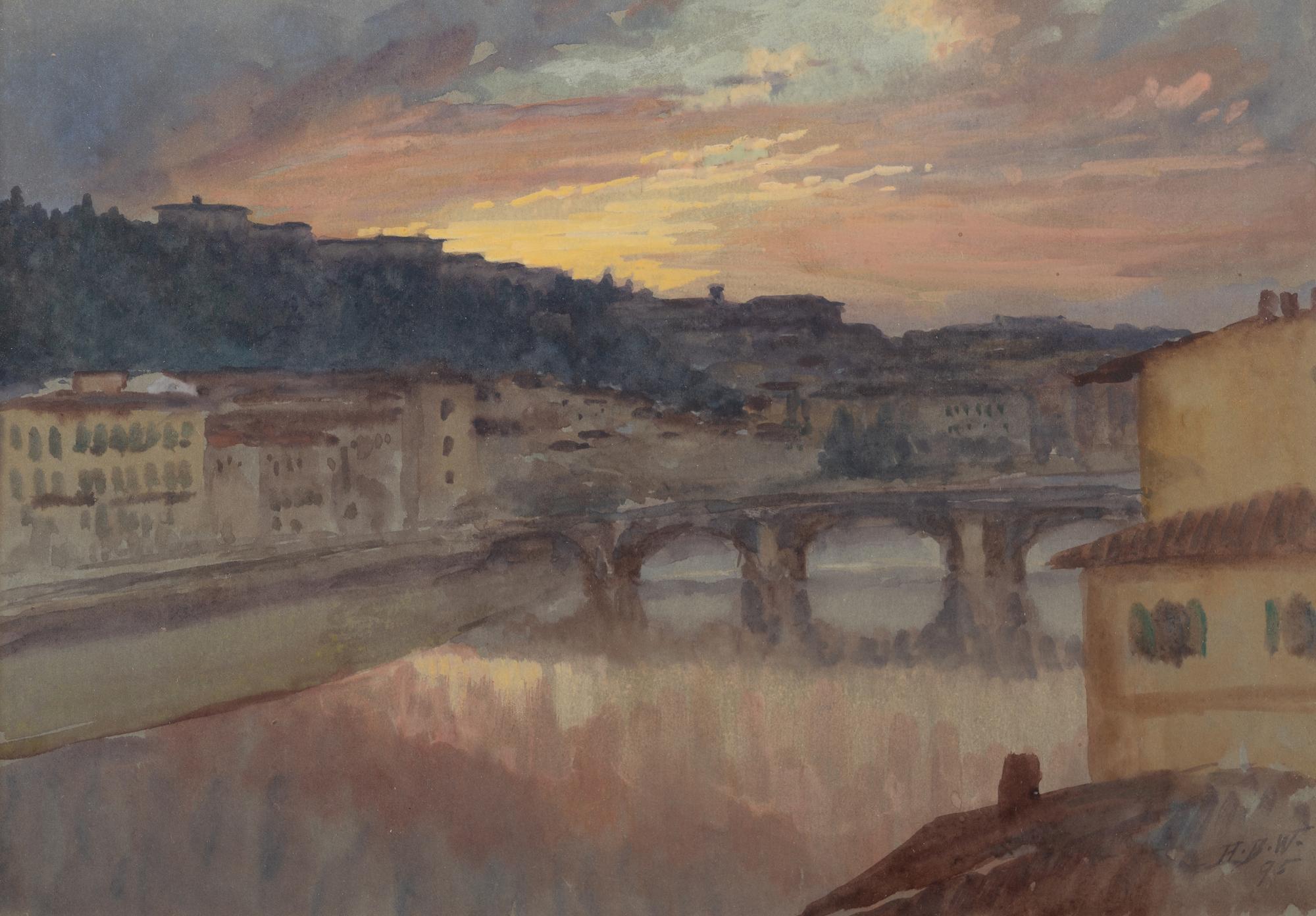 Bridge over River at Sunset