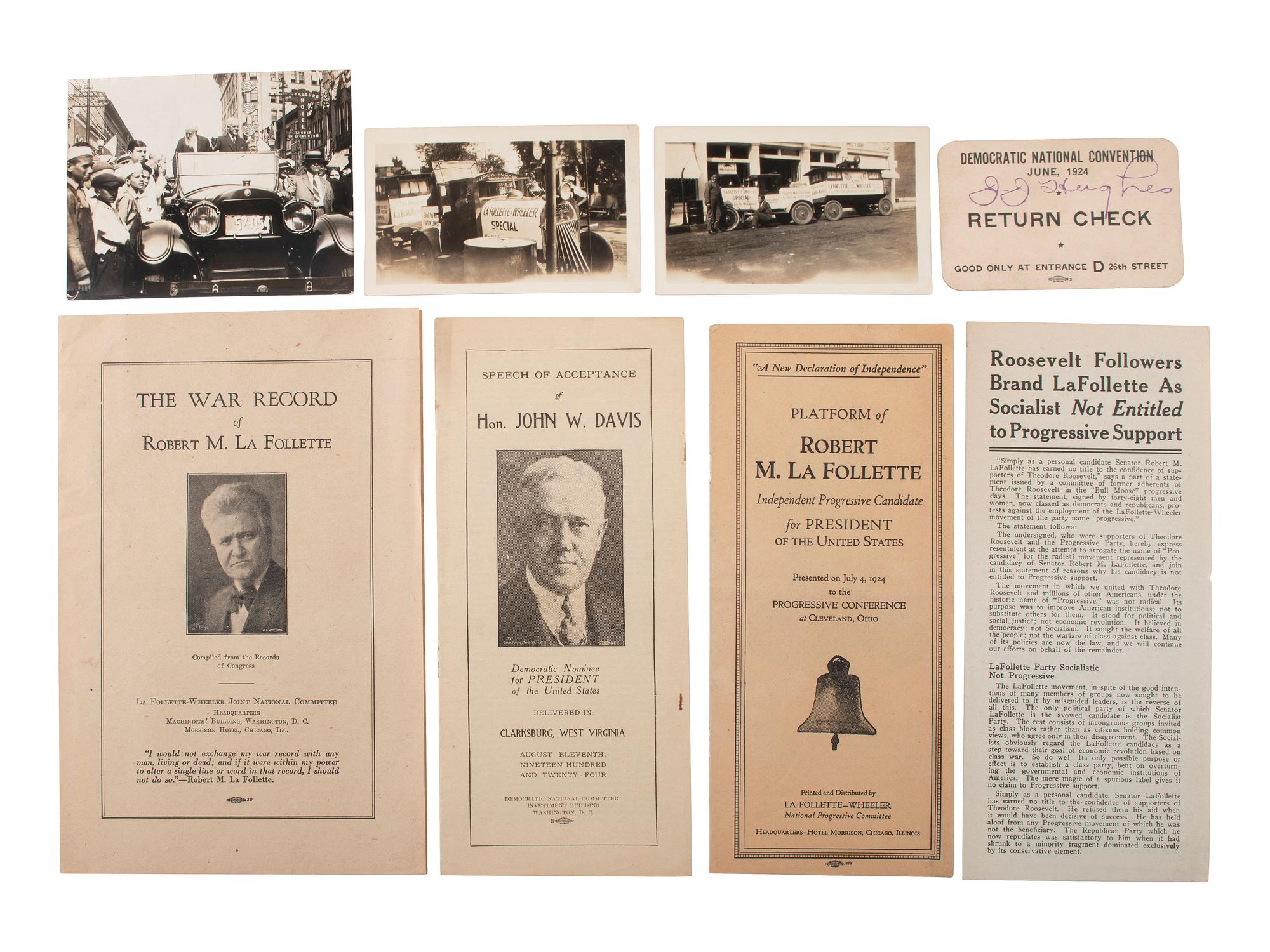 [COOLIDGE, Calvin (1872-1933)]. A group of pamphlets and ephemera from the 1924 election.