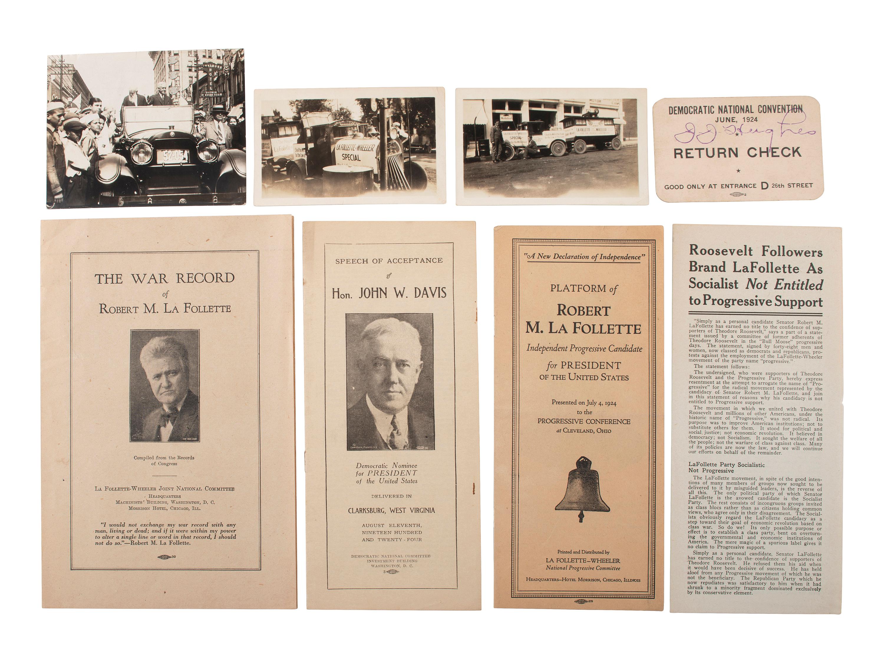 [COOLIDGE, Calvin (1872-1933)]. A group of pamphlets and ephemera from the 1924 election.