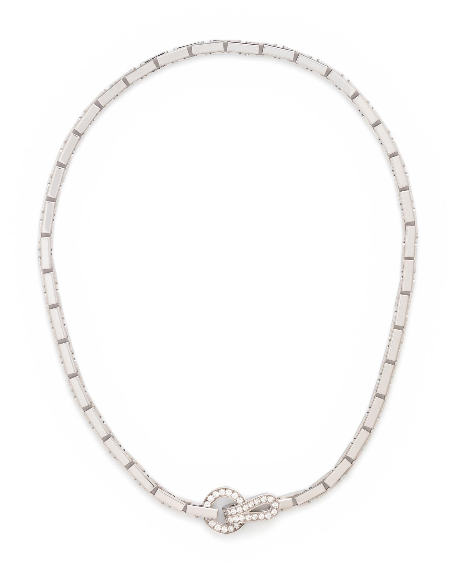 CARTIER, WHITE GOLD AND DIAMOND 'AGRAFE' NECKLACE