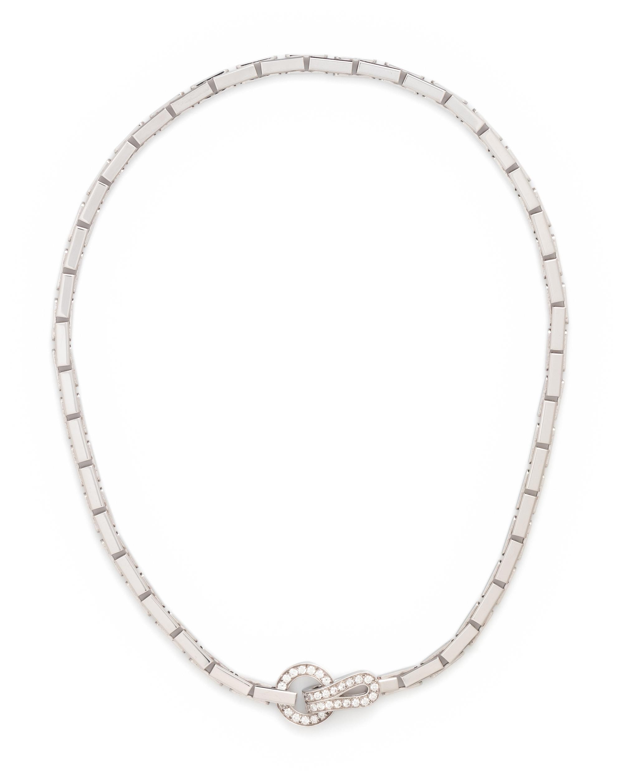 CARTIER, WHITE GOLD AND DIAMOND 'AGRAFE' NECKLACE