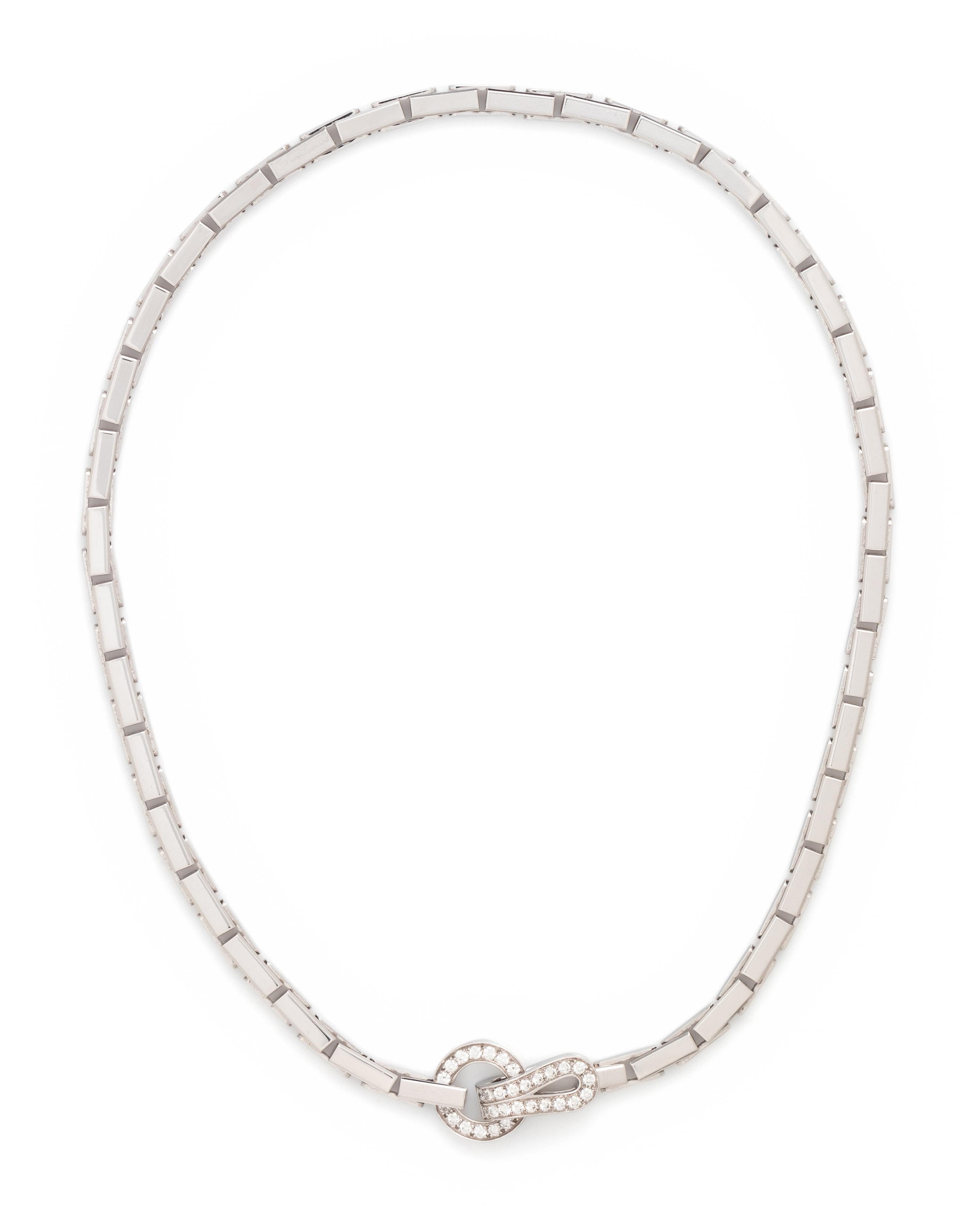 CARTIER, WHITE GOLD AND DIAMOND 'AGRAFE' NECKLACE