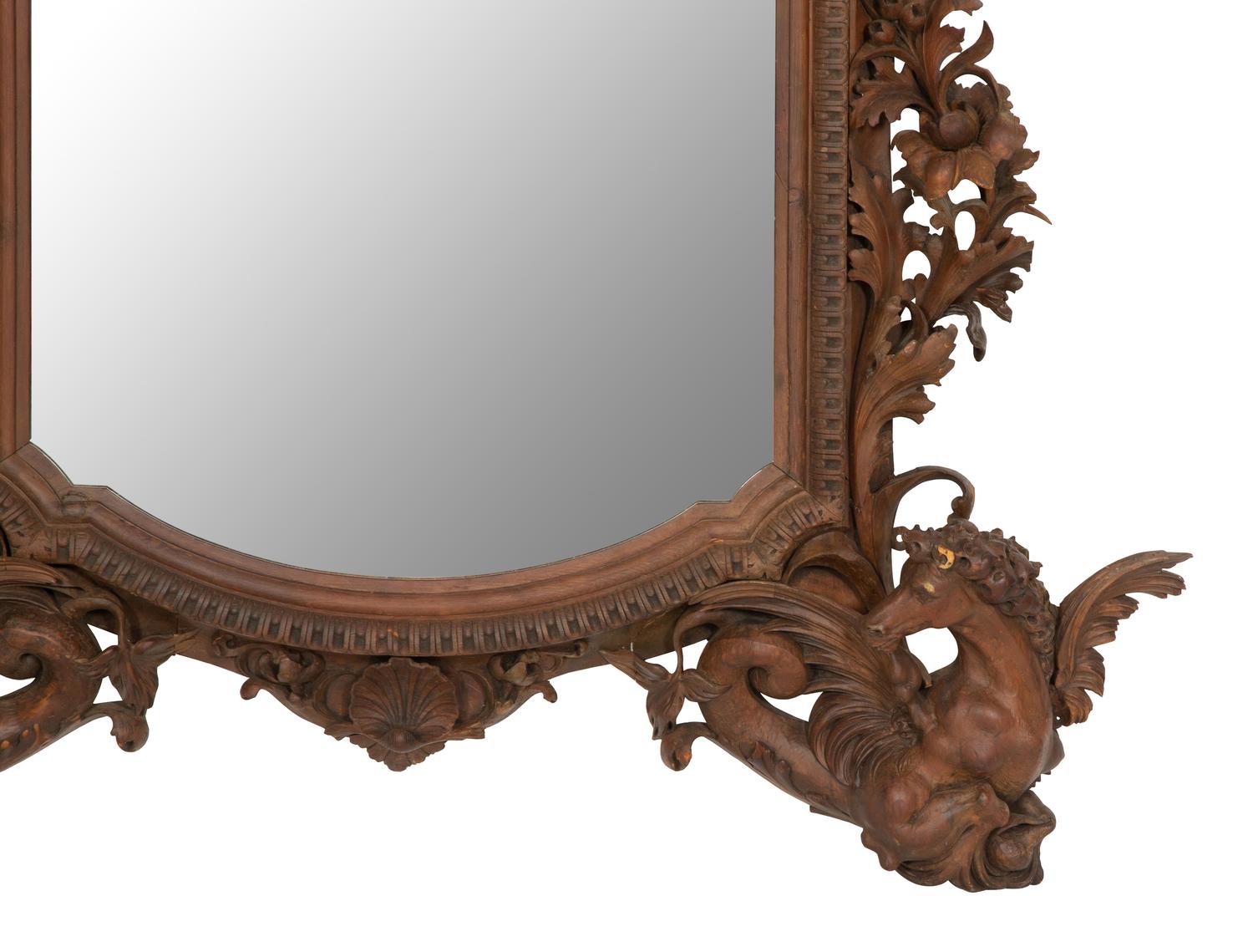A Continental Foliate Carved Mirror