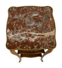 A Louis XV/XVI Transitional Gilt Metal Mounted Marble-Top Side Table