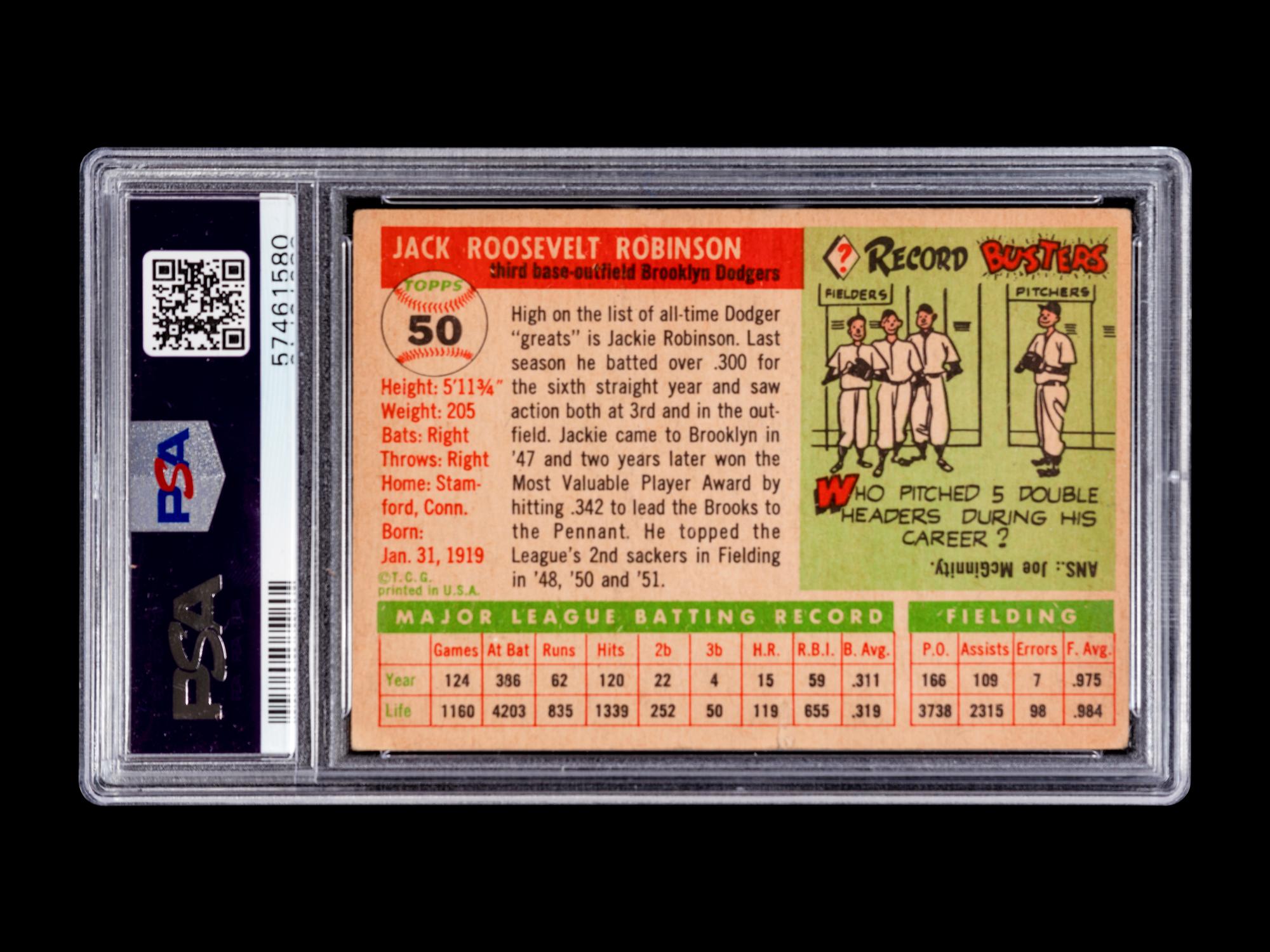A 1955 Topps Jackie Robinson Baseball Card No. 50 (PSA 1.5 FAIR)
