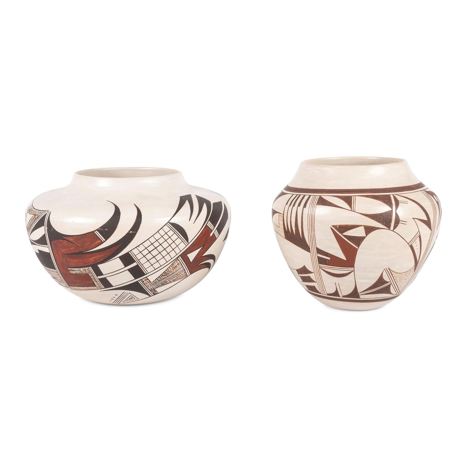 Pair of Polychrome Pottery Jars