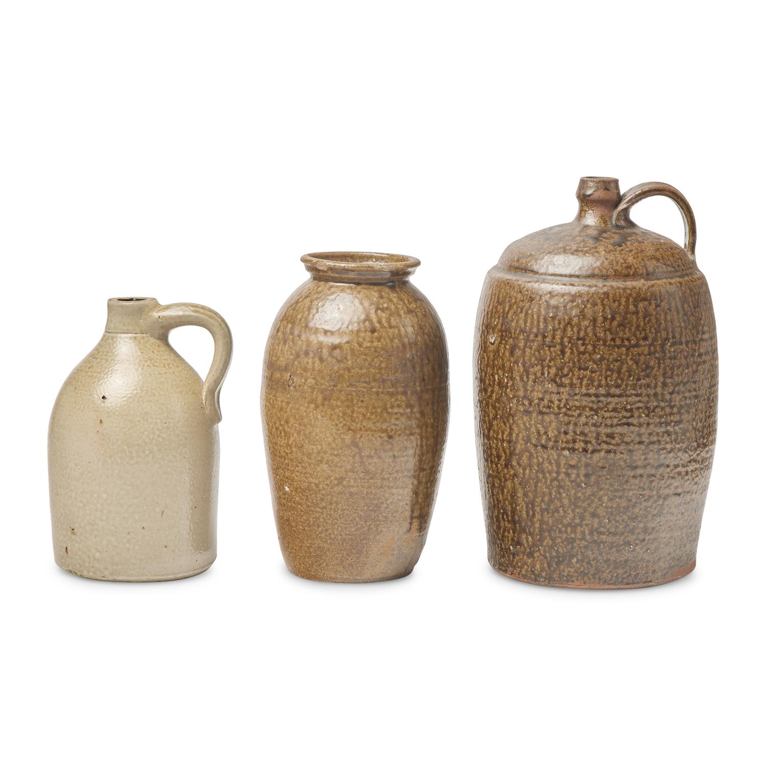 Three Glazed Stoneware Items