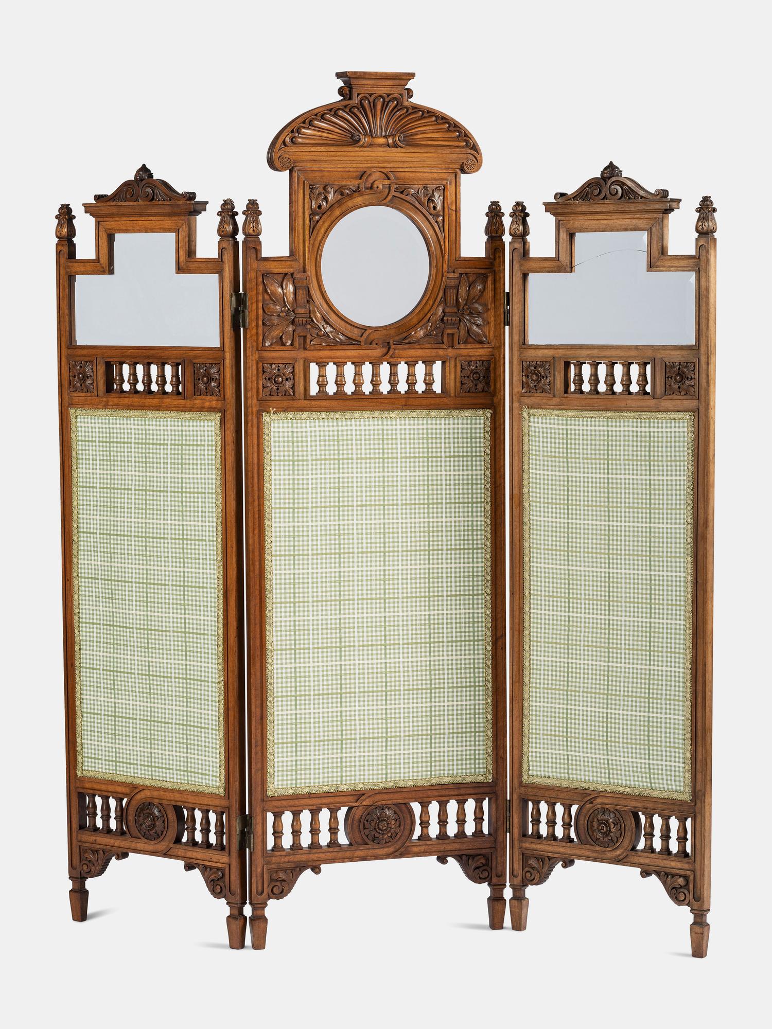 Aesthetic Movement Carved Three-Panel Floor Screen, Circa 1880