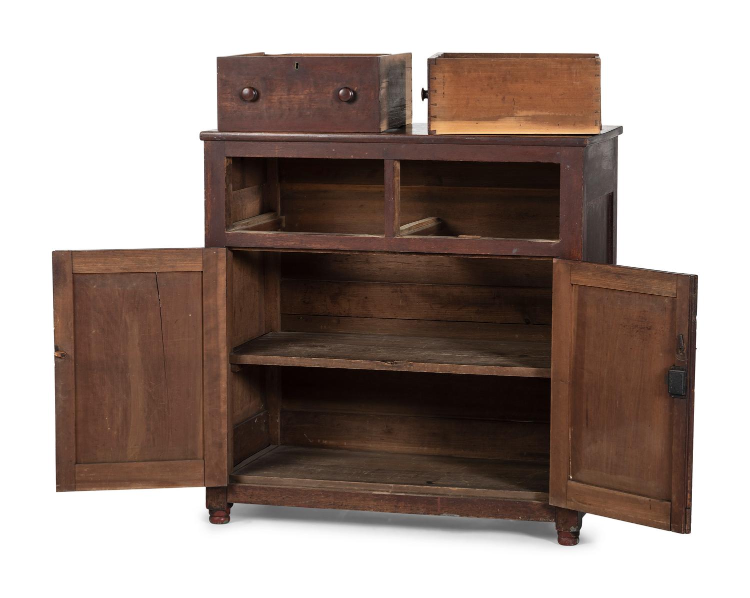 A Country Federal Cherrywood Two Drawer Jelly Cupboard