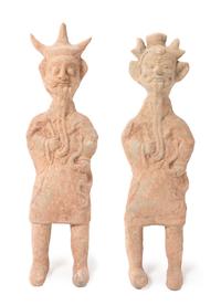 Three Pottery Figures Height of tallest 30 inches. — HAN DYNASTY