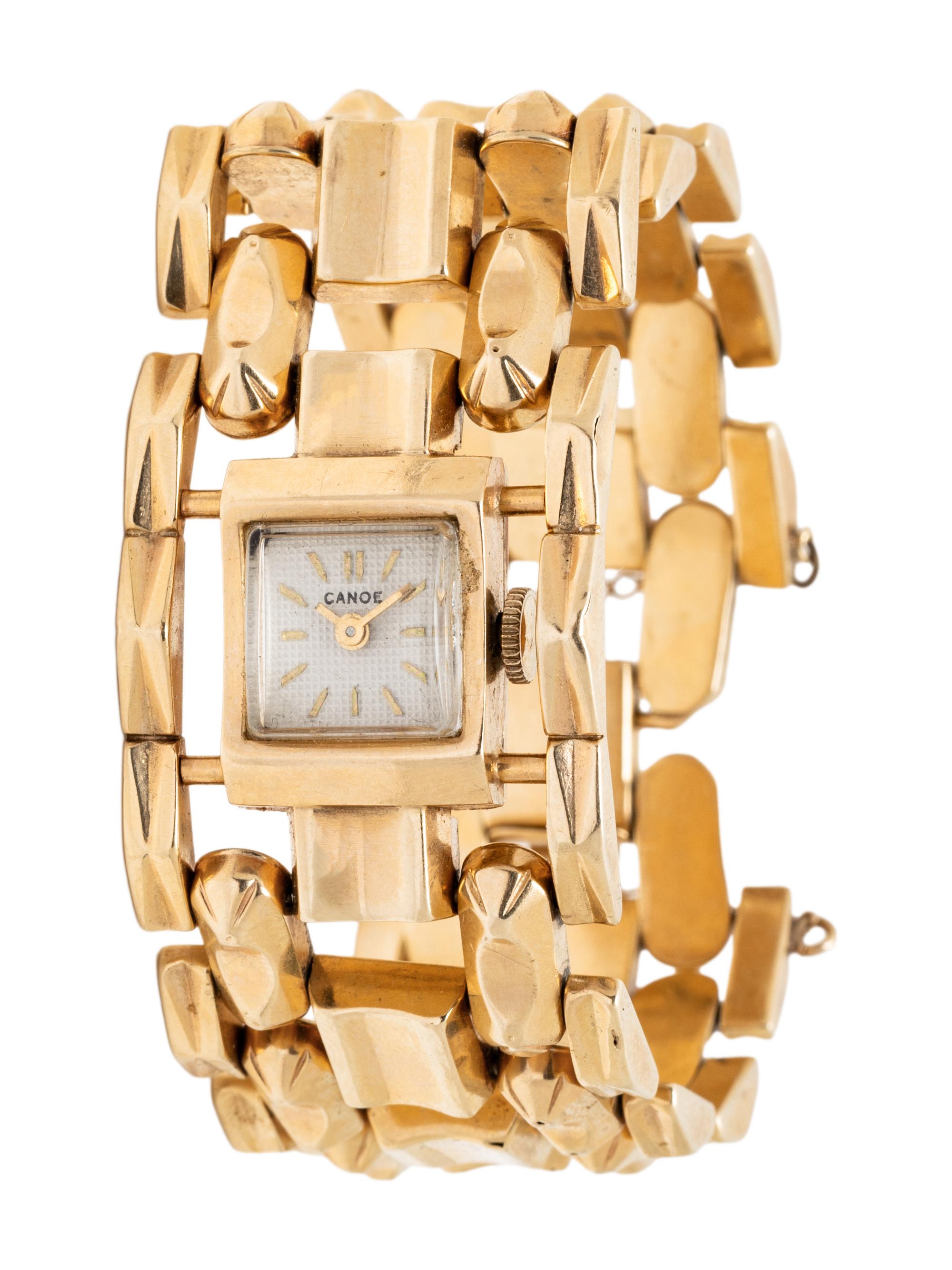 CANOE, RETRO, YELLOW GOLD BRACELET WATCH