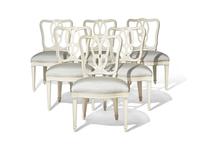 A Set of Six Hepplewhite Style Cream-Painted Dining Chairs DONATED BY DAVID KLEINBERG DESIGN ASSOCIATES