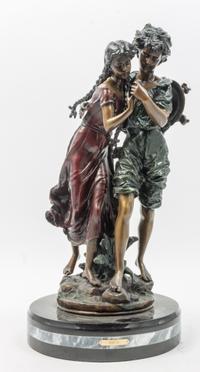 A Patinated Bronze Figural Group Height 21 inches. — AFTER AUGUSTE MOREAU, 20TH CENTURY