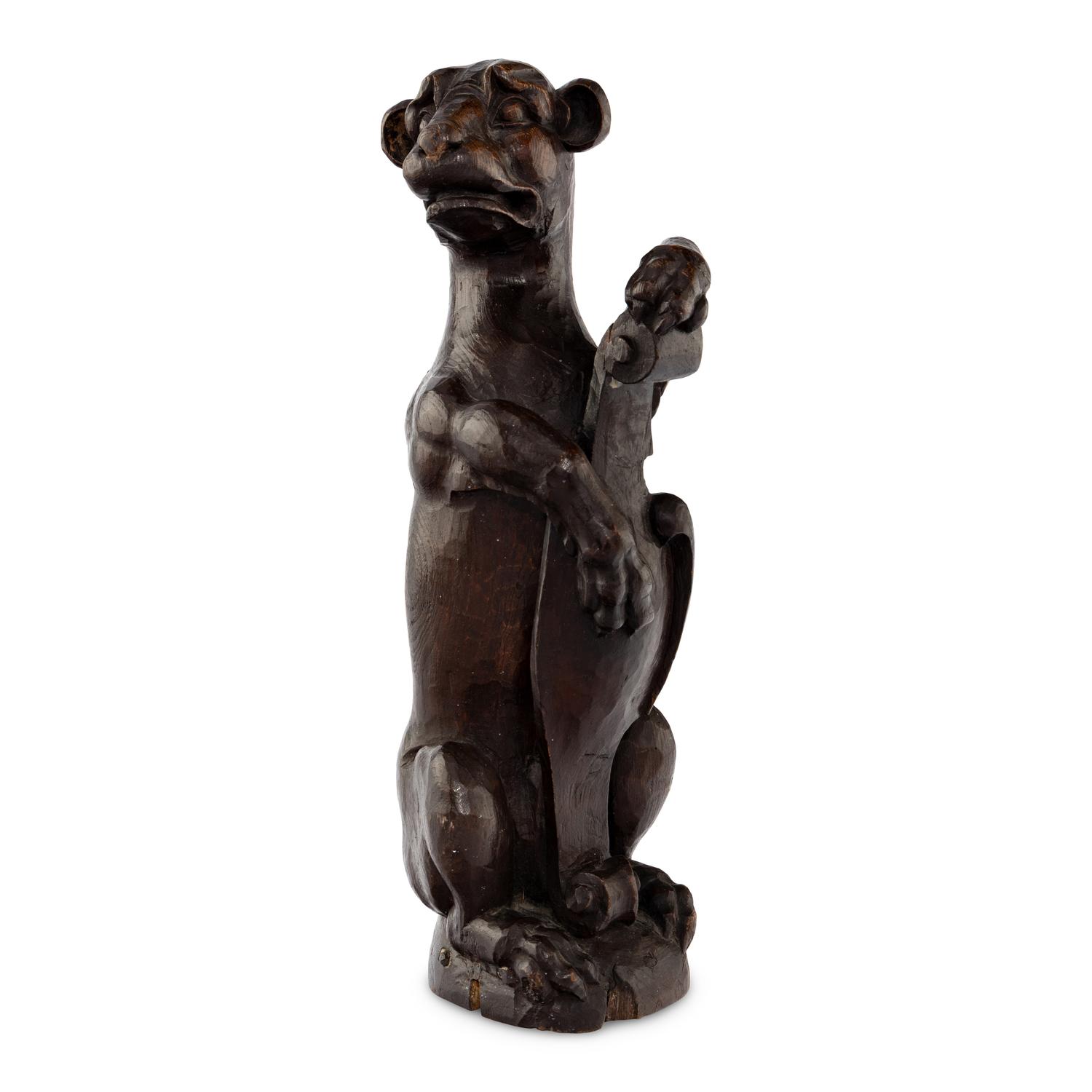 An English Carved Oak Heraldic Support
