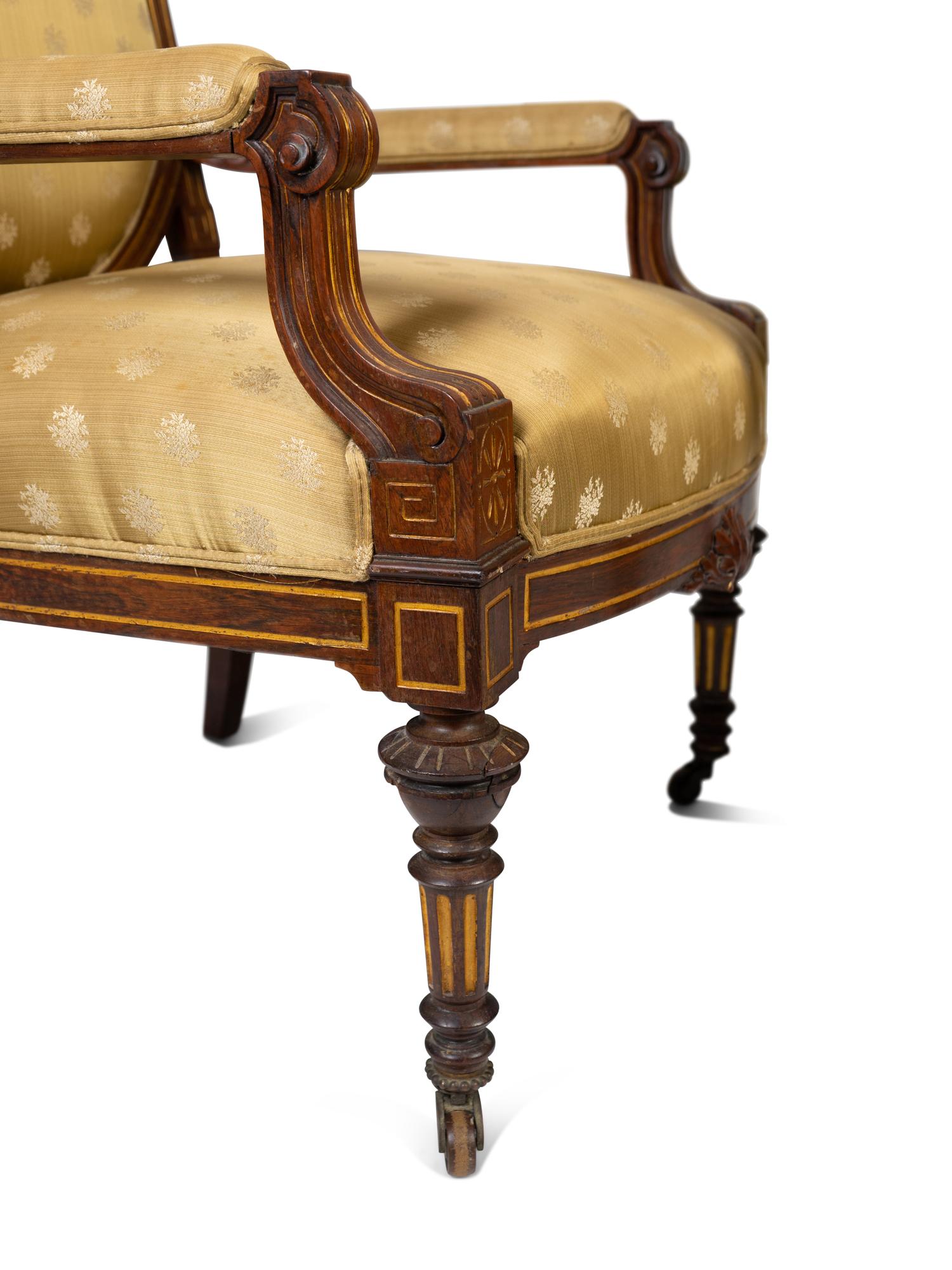 A Continental Parcel Gilt Walnut Four-Piece Seating Suite