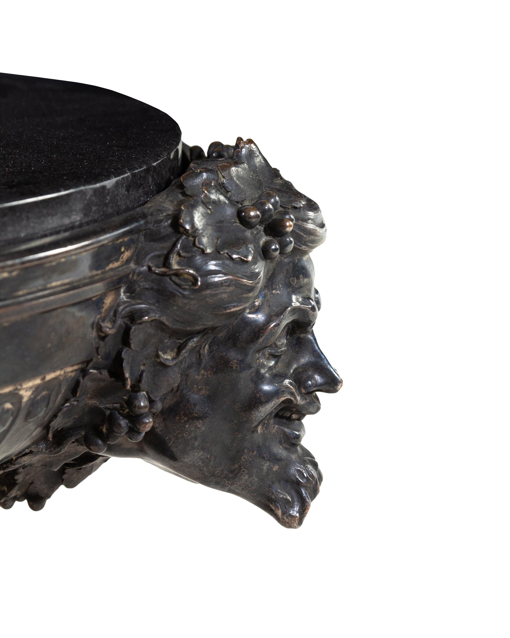 A Neoclassical Style Bronze and Marble Pedestal Table