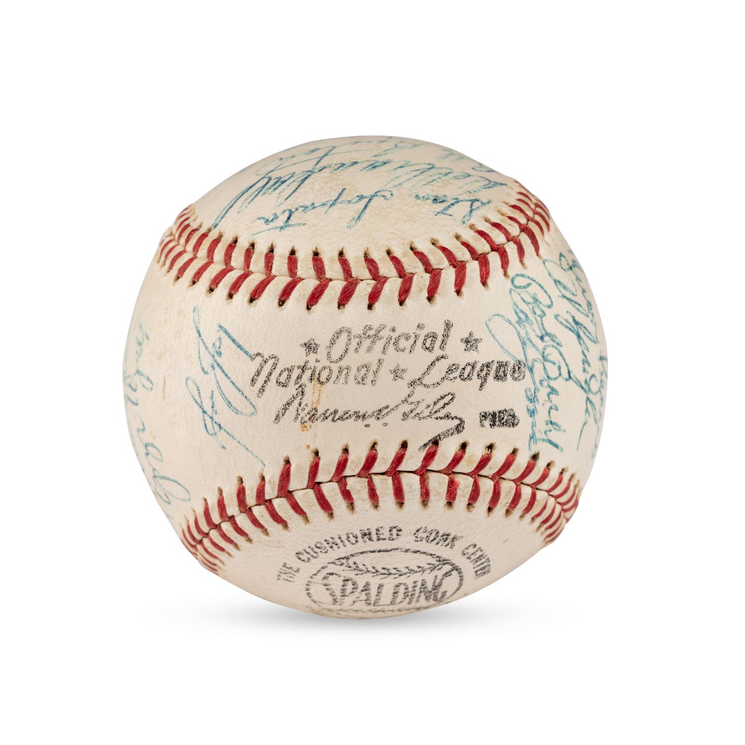 A 1960 Milwaukee Braves Team Signed Autograph Baseball Featuring Hank Aaron (JSA Letter of Authenticity),