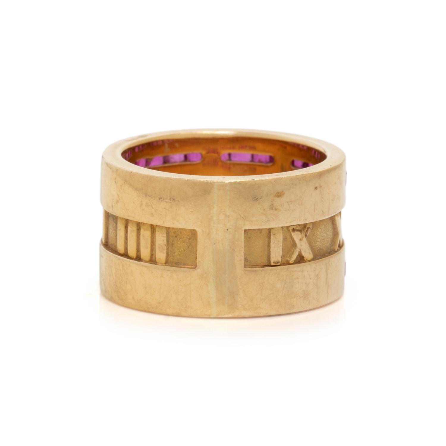 TIFFANY & CO., YELLOW GOLD AND RUBY 'ATLAS' RING