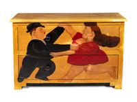 A Pair of Chests Painted After Fernando Botero