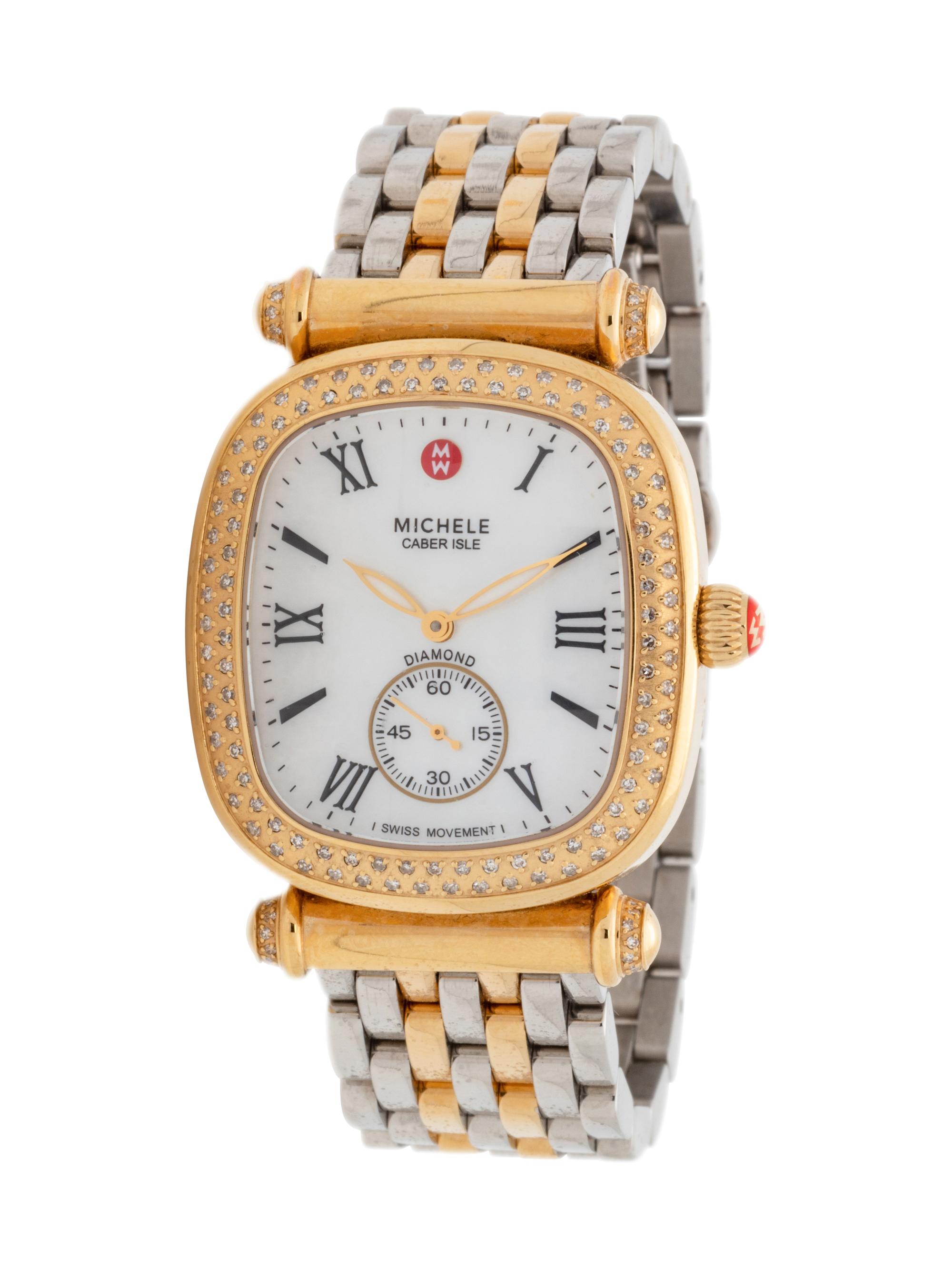 MICHELE, STAINLESS STEEL, GOLD-PLATED AND DIAMOND 'CABER 'ISLE' WRISTWATCH