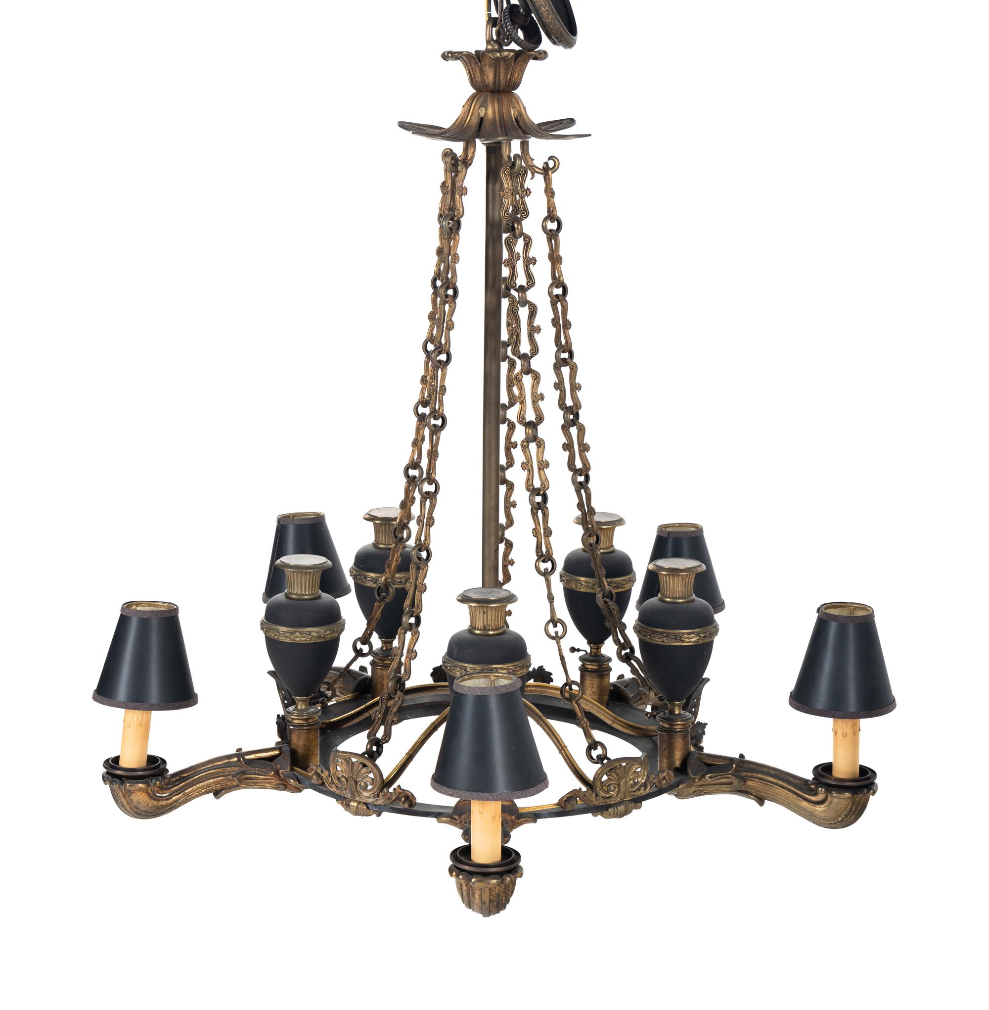 A William IV Style Gilt Metal Five-Light Chandelier