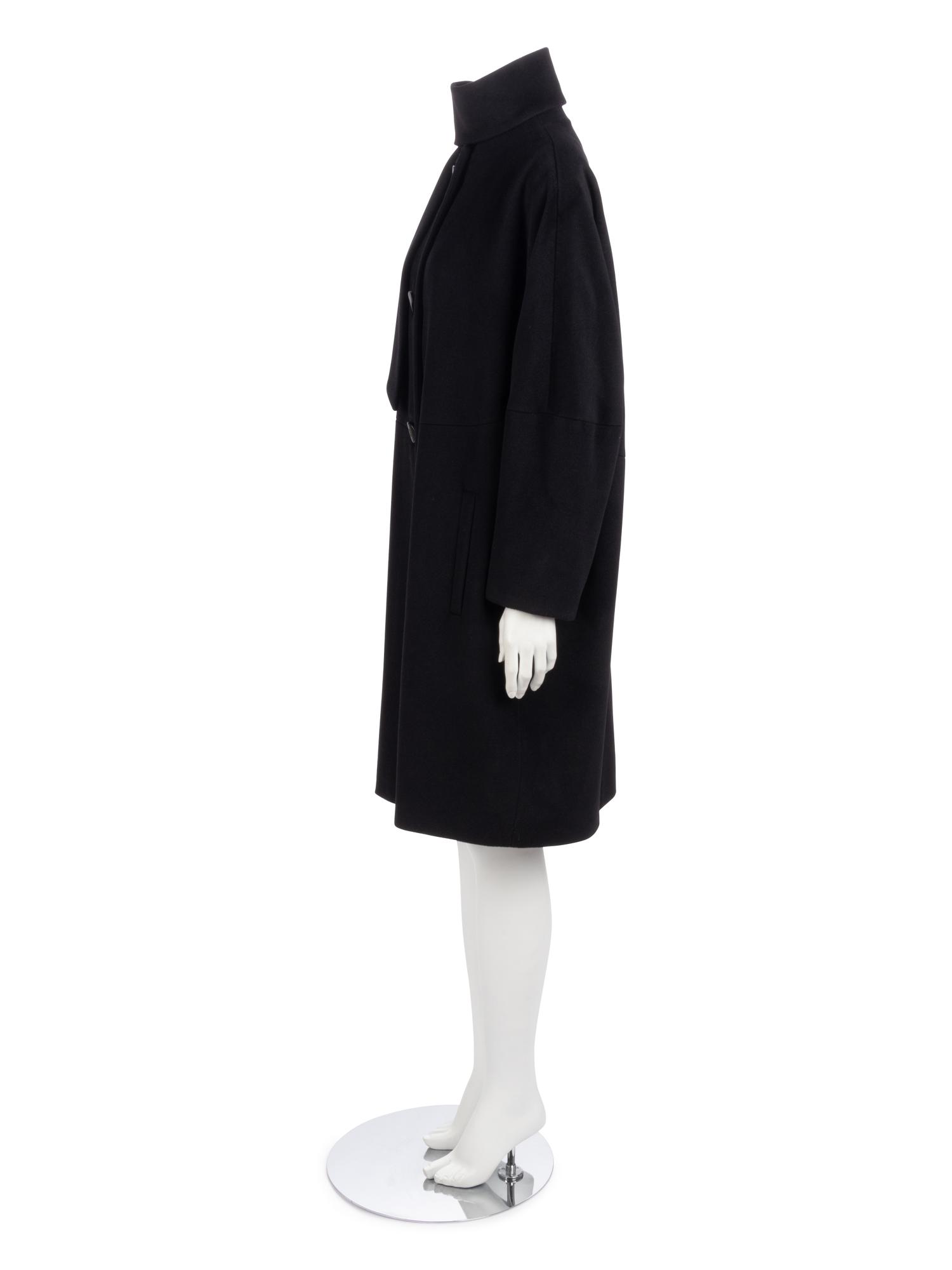 Dejac Black Cashmere Wool Coat with Scarf, 2010s