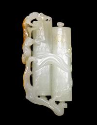 A Celadon and Russet Jade Carving