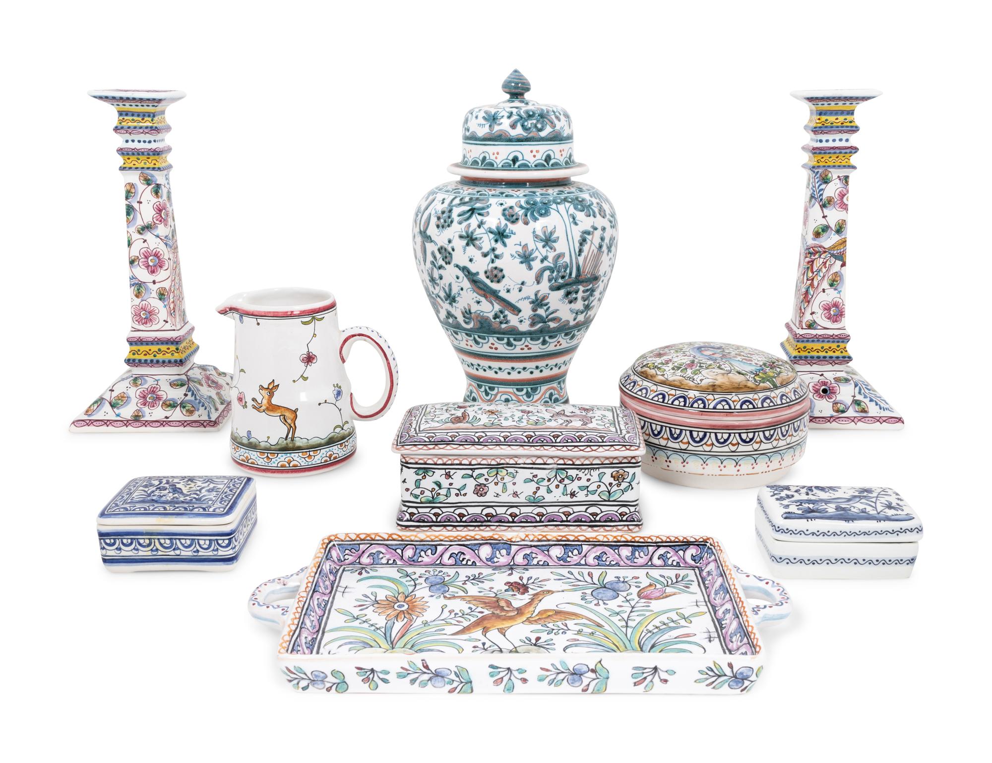 A Group of Hand-Painted Portuguese Pottery Articles