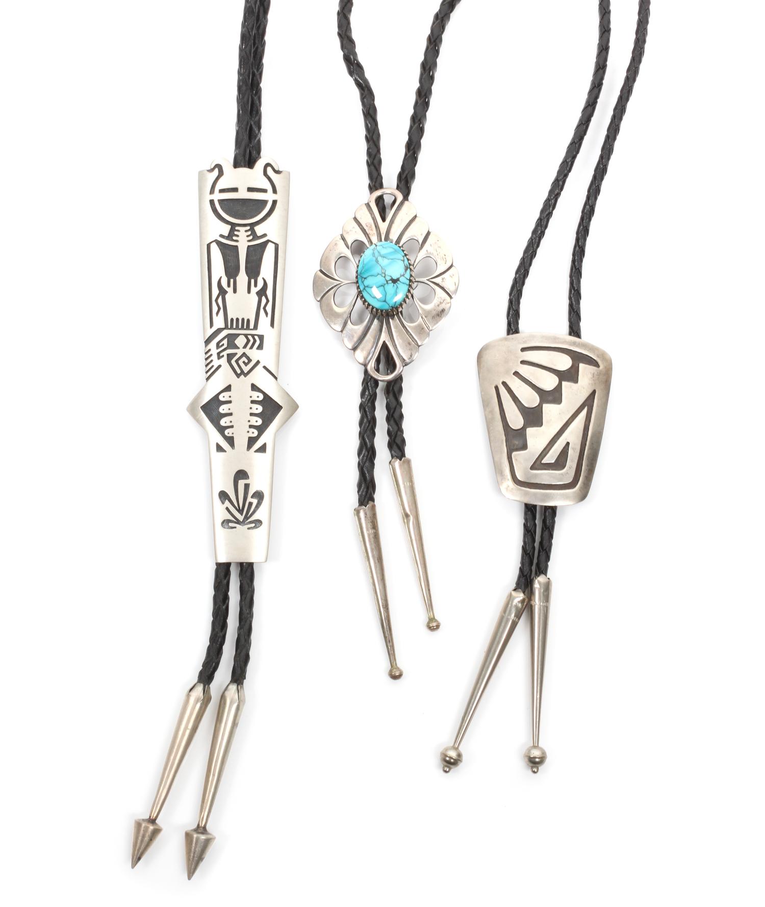 Three Southwestern Bolos Length of longest 4 1/2 inches.