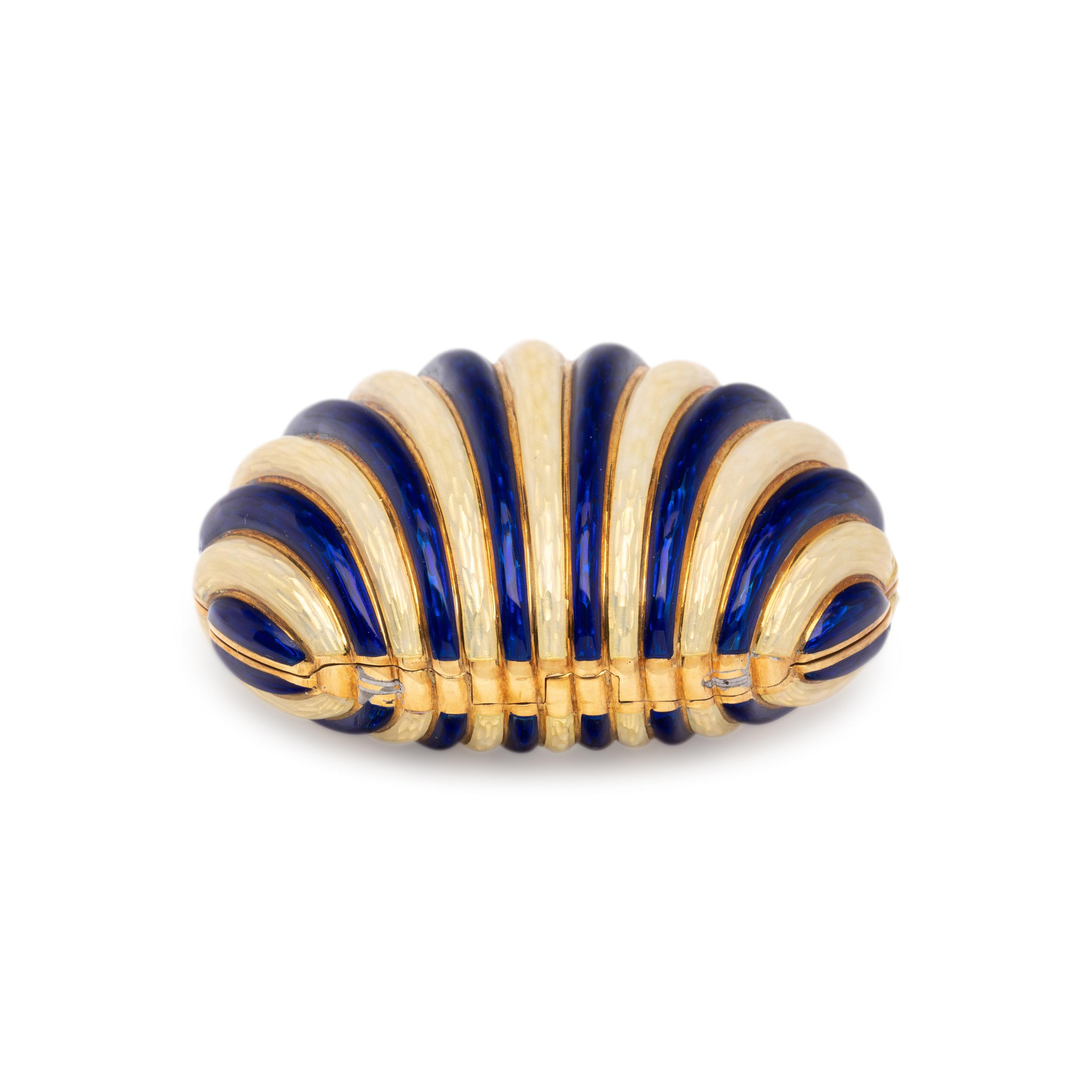SPAULDING & CO., YELLOW GOLD AND ENAMEL PILL BOX
