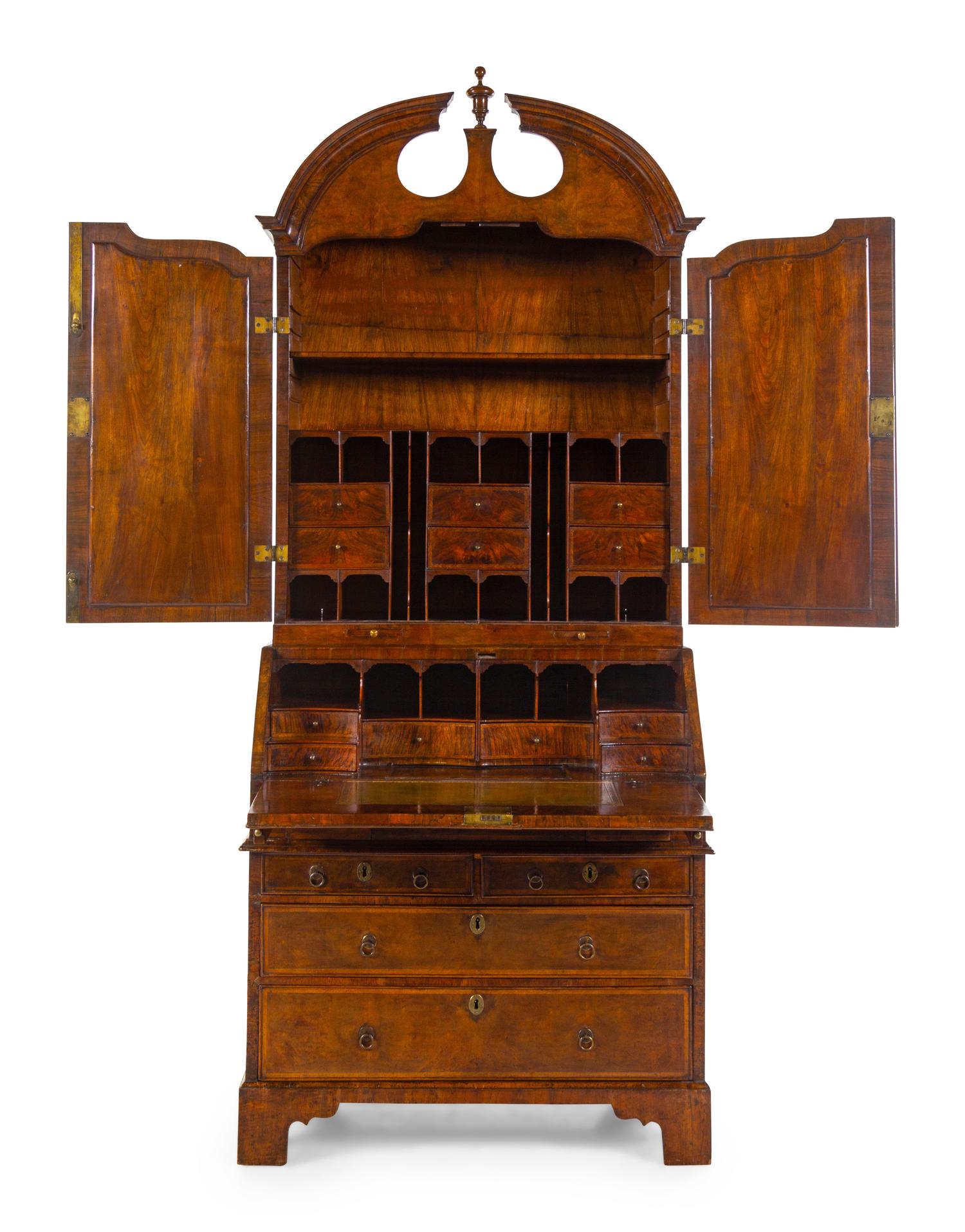 A Queen Anne Walnut Secretary Bookcase