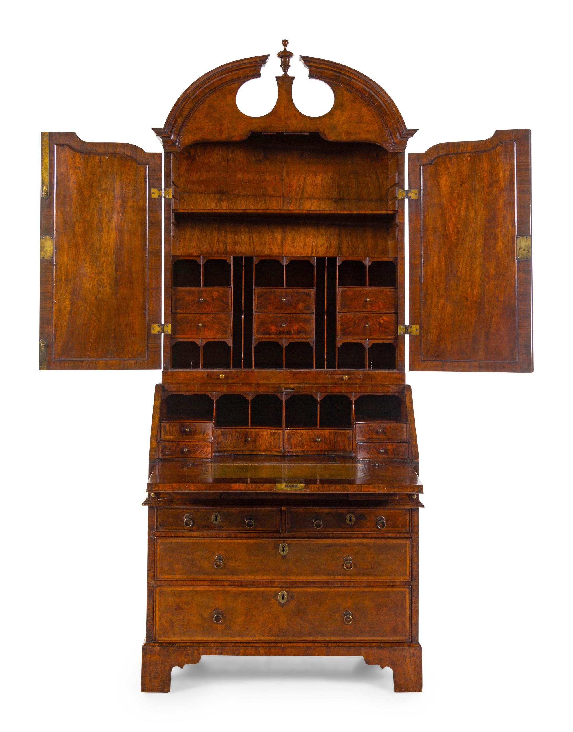A Queen Anne Walnut Secretary Bookcase