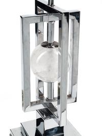 A Pair of Contemporary Chrome and Rock Crystal Table Lamps