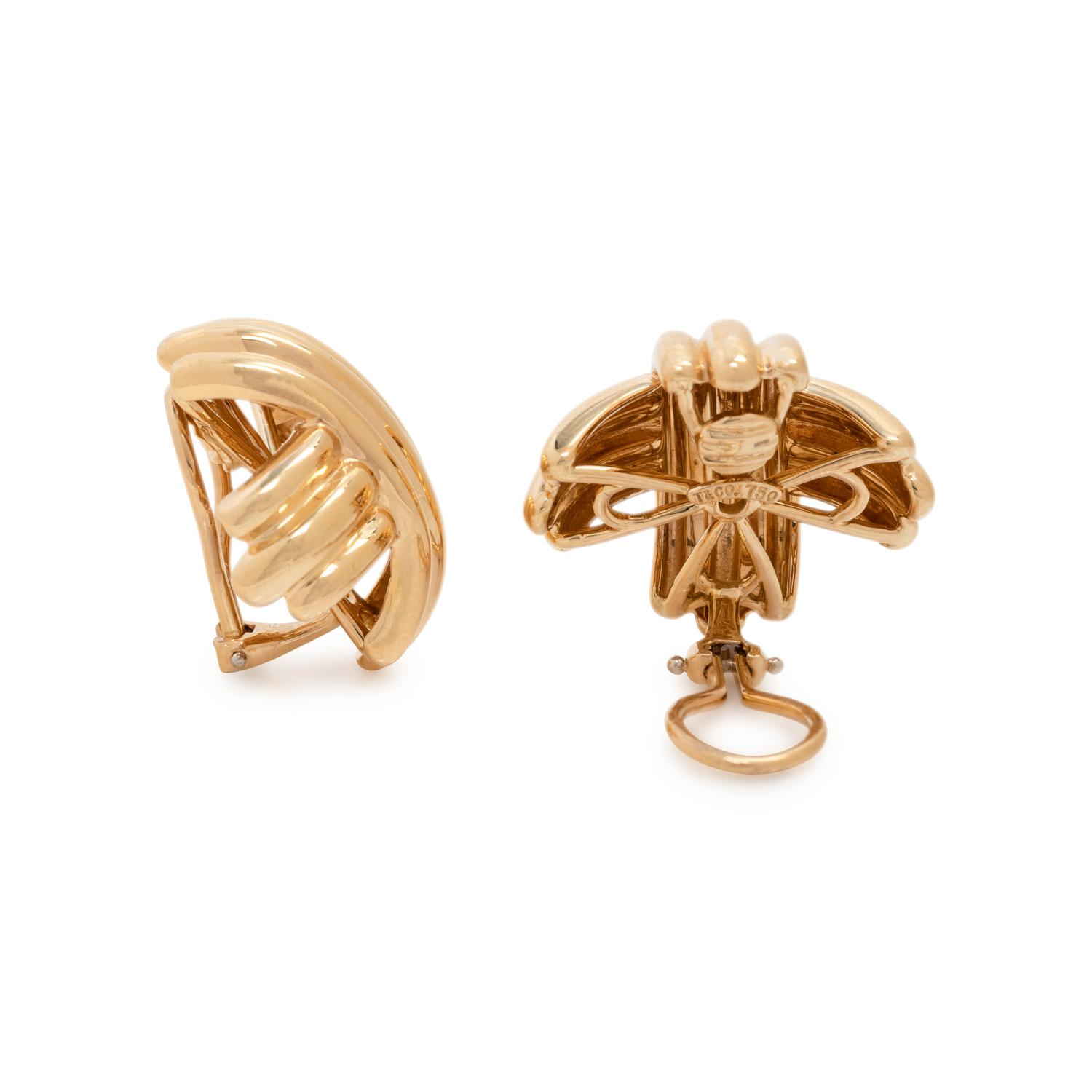 TIFFANY & CO., YELLOW GOLD 'X' EARCLIPS